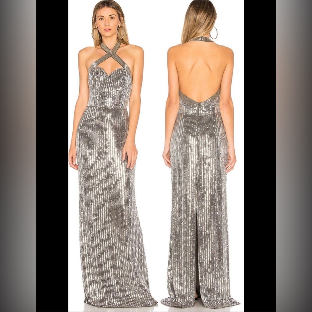 Parker Ny sequin grey maxi dress NWT